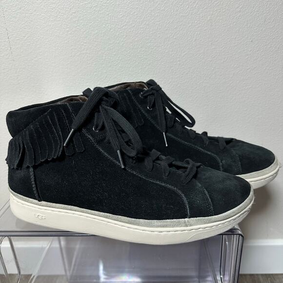 UGG Cali High Fringe Men’s 10 Black Suede High Top Sneakers Casual Lace Up Shoes main image 14